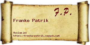 Franke Patrik névjegykártya